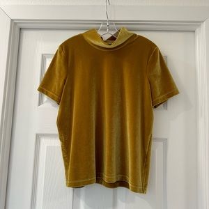 Madewell Gold Velvet Turtleneck Top XS